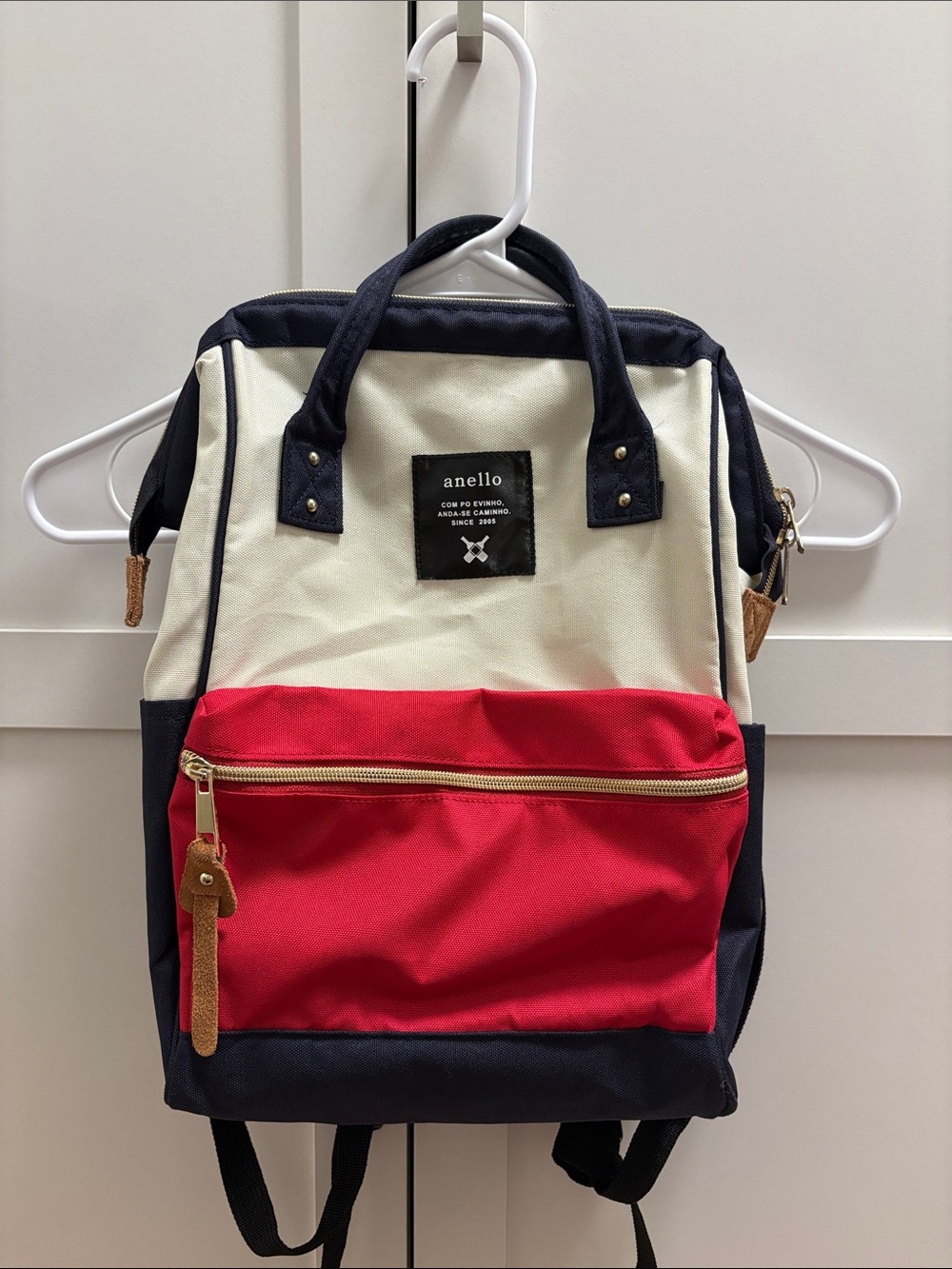 anello Tricolor Canvas Backpack — Red/Cream/Black
